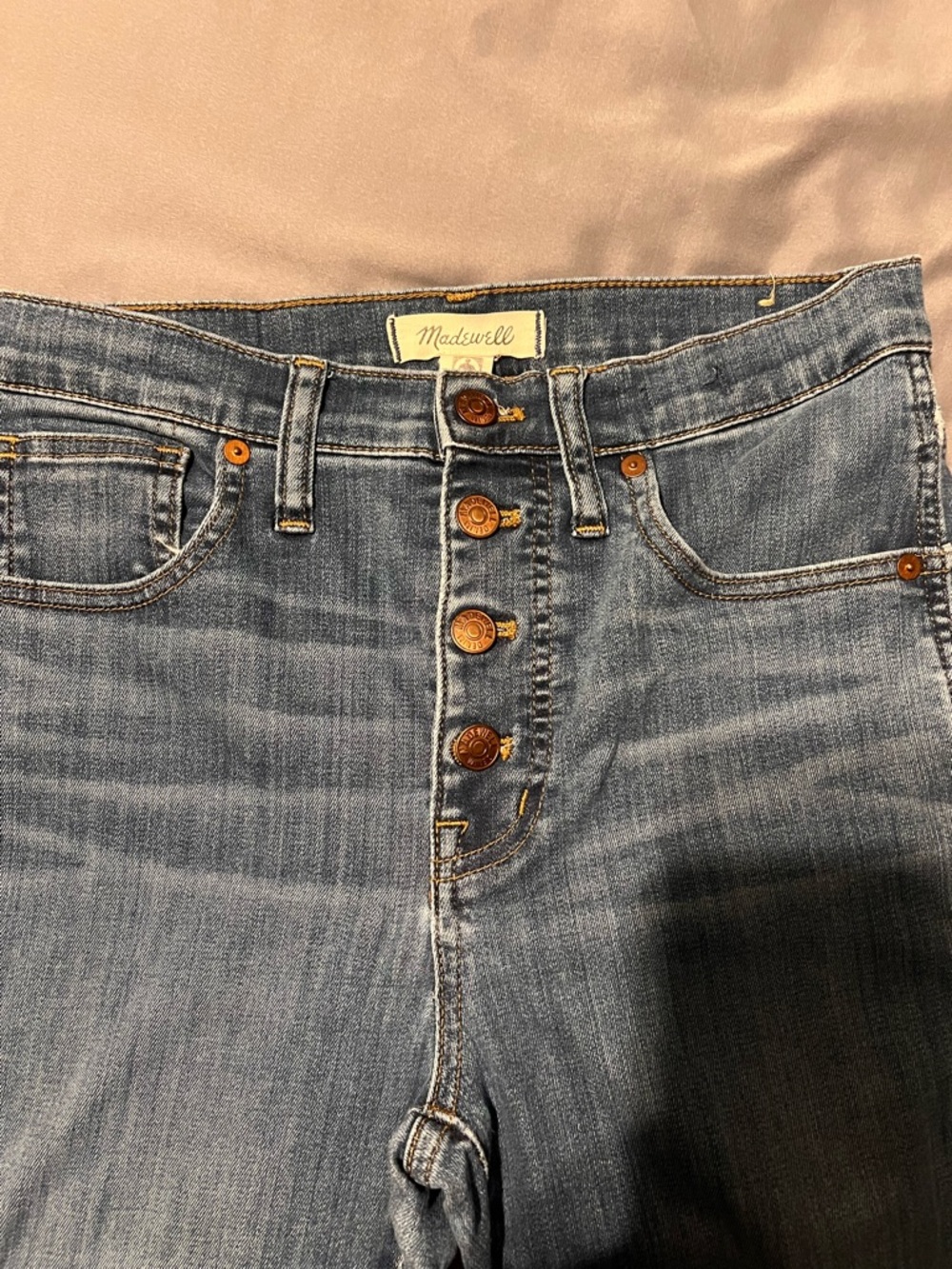 Madewell High-Rise Button-Fly Jeans - Light Blue skinny fray hem